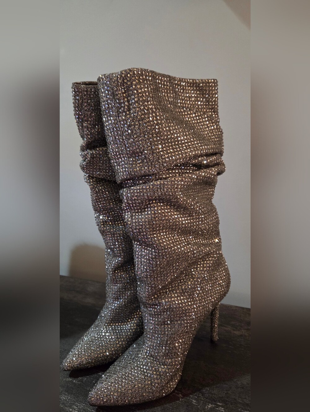 Jessica Simpson🔥 Glitter Slouch Pointed-Toe Stiletto Boots